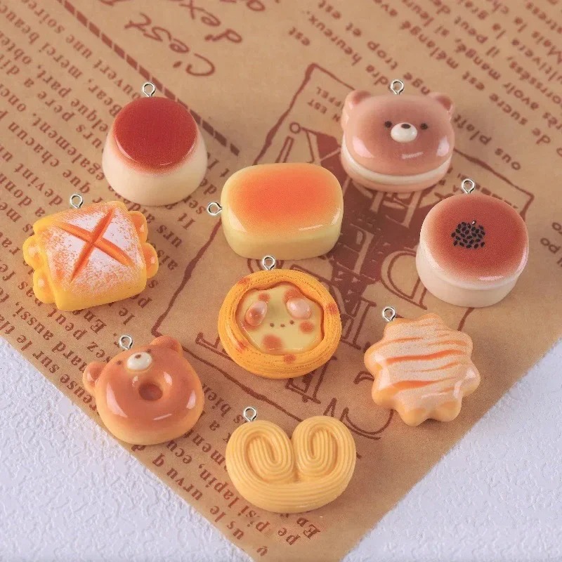 10 個かわいいクマのプリンタルトパン食品樹脂チャームシミュ - Food Snacks Party のレビューと価格